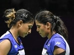 New Delhi, India - Aug. 22, 2026: India’s Treesa Jolly and Gayatri Gopichand Pullela compete against China’s Liu Sheng Shu and Tan Ning during their women’s doubles semifinal match at the BWF World Championships 2026 in New Delhi, India, on Saturday, August 22, 2026. (Photo by Sanchit Khanna/Hindustan Times) (Hindustan Times)