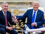 US President Donald Trump and Mark Carney, Canada's prime minister, during a meeting in the Oval Office of the White House in Washington, DC, US(Bloomberg)