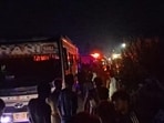 The crowd spilled onto the road while watching the programme when a speeding bus allegedly lost control and ploughed into the gathering around 11pm