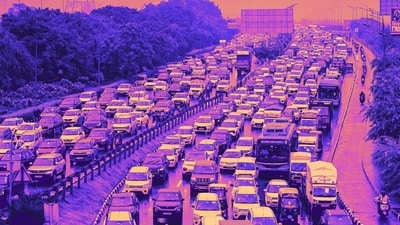 MPD-2047 has proposed three possible zones for congestion pricing: catchments around TOD nodes, Walled City and the Metropolitan City Centre. (Photo: PTI/Edited on Canva) MPD-2047 has proposed three possible zones for congestion pricing: catchments around TOD nodes, Walled City and the Metropolitan City Centre. (Photo: PTI/Edited on Canva)