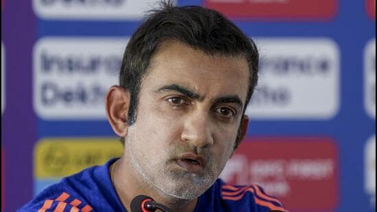 India's head coach Gautam Gambhir addresses a press conference before a practice session ahead of the second Test cricket match between India and Sri Lanka, in Colombo, Saturday. (PTI)