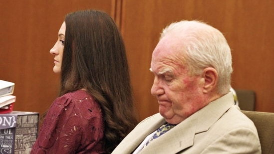 Lindsay Clancy and her lawyer Kevin Reddington during proceedings in her murder trial in Plymouth, Massachusetts.(AP Pool Photo)