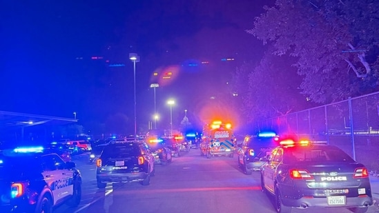 Police presence at Independence High School after shooting.