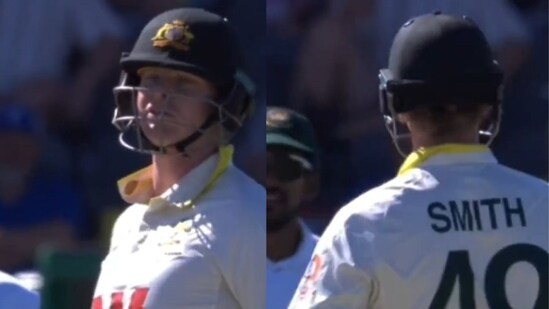 Steve Smith getting into a chat with the Bangladesh fielders.
