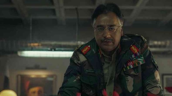 Manu Rishi Chadha as Pervez Musharraf in Netflix's Operation Safed Sagar.