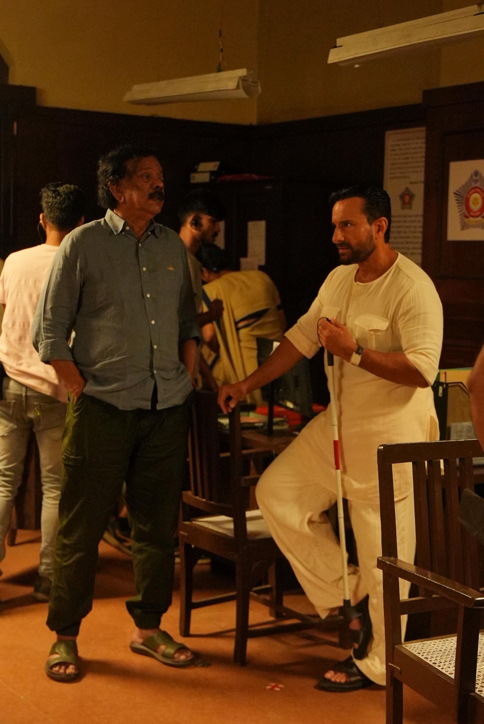 Saif with Priyadarshan on the sets of Haiwaan