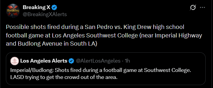 Tweet or X post about shooting at Southwest College. (X) Tweet or X post about shooting at Southwest College. (X)