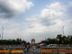 Gram it: Dark clouds hovered over the India Gate at Kartavya Path as Delhi witnessed rain on Sunday, after a long gap. The India Meteorological Department (IMD) has issued a forecast for pleasant weather with light rain and a cloudy sky today as well.(Photo: ANI)