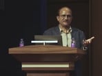 Explaining his 7P framework, Prof. Rao said research often moves from Problems to Papers, Patents and Projects, but the ecosystem must take the cycle further towards Prototypes, Products and Profits to create greater impact. (HT PHOTO)