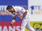 IND vs SL LIVE SCORE: Lahiru Kumara after taking the wicket of KL Rahul.