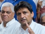 Congress MP Deepender Singh Hooda addresses a press conference, at party office, in Gurugram, Haryana, Saturday, Aug. 22, 2026.
(PTI)
