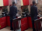 House help’s husband lends a helping hand.