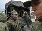 Conscripts called up for military service headed for garrisons in April in the Russian city of Bataysk.