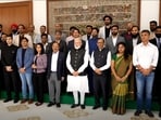 Snapshot of a video from PM Modi's interaction with the CEOs and founders of Space Startups.(Screengrab/X/@narendramodi)