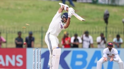 Yashasvi Jaiswal looked in ominous touch but his stay was cut short by Asitha Fernando, who dismissed him for 45. His knock was studded with nine boundaries. (ANI Photo) Yashasvi Jaiswal looked in ominous touch but his stay was cut short by Asitha Fernando, who dismissed him for 45. His knock was studded with nine boundaries. (ANI Photo)