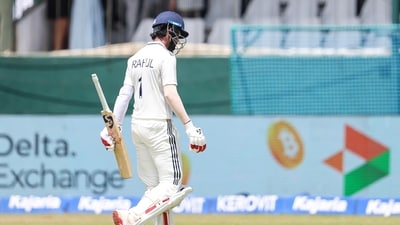 KL Rahul played a horrendous shot to give his wicket away. He walked back to the hut after scoring 18 runs off 33 balls. He was dismissed by Lahiru Kumara (ANI Photo) KL Rahul played a horrendous shot to give his wicket away. He walked back to the hut after scoring 18 runs off 33 balls. He was dismissed by Lahiru Kumara (ANI Photo)