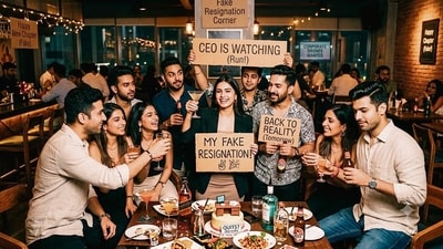 Move over fake shaadis! The newest party upgrade for Gen Z is the fake resignation party - all of the emotional payoff, none of the fiscal irresponsibility. (Generated using Gemini for representational purposes only) Move over fake shaadis! The newest party upgrade for Gen Z is the fake resignation party - all of the emotional payoff, none of the fiscal irresponsibility. (Generated using Gemini for representational purposes only)
