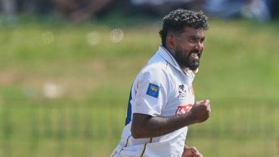 Asitha Fernando was the pick of the Sri Lankan bowlers on Day 1, taking three wickets. He dismissed Yashasvi Jaiswal, Ravindra Jadeja and Shubman Gill. (AP Photo/Eranga Jayawardena) Asitha Fernando was the pick of the Sri Lankan bowlers on Day 1, taking three wickets. He dismissed Yashasvi Jaiswal, Ravindra Jadeja and Shubman Gill. (AP Photo/Eranga Jayawardena)