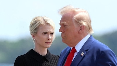 A viral race video fuels speculation about Natalie Harp, Donald Trump and Melania Trump. Here’s what we know. (Photo by Kevin Dietsch / GETTY IMAGES NORTH AMERICA / Getty Images via AFP) (Getty Images via AFP)