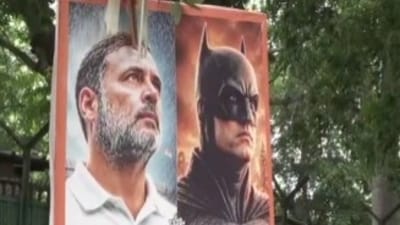 The posters come days after Gandhi, during an 'Ask Me Anything' session on Instagram, had given a witty response to the poser - Are you Batman. (Screengrab@ANI)