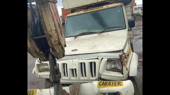 Police officials stepped up enforcement against heavy vehicles parked illegally. (HT PHOTO)