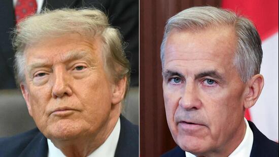 US President Donald Trump and Canadian Prime Minister Mark Carney. (AFP)