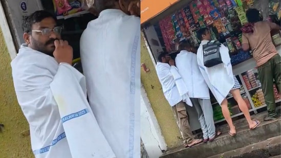 Men wearing Indian Railways bedsheets spark debate.
