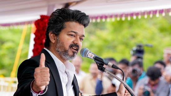 Tamil Nadu chief minister C Joseph Vijay addresses the 80th Independence Day celebrations at Fort St. George, in Chennai. (PTI)