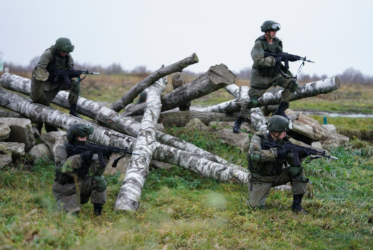 Russian marines train in the Kaliningrad region during exercises in 2021. Russian marines train in the Kaliningrad region during exercises in 2021.