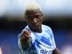 Chelsea's Ecuadorian midfielder #25 Moises Caicedo warms up ahead of the pre-season friendly football match between Chelsea and Real Sociedad at Stamford Bridge in London.(AFP)