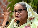 (FILES) Bangladesh's fugitive ex-leader Sheikh Hasina told AFP in July 2026 she was determined to return to her country by December despite the risk to her life. (Photo by INDRANIL MUKHERJEE / AFP)(AFP)