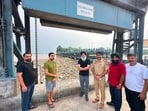 Industrial waste and refuse accumulated at Ropar Headworks. (HT) Industrial waste and refuse accumulated at Ropar Headworks. (HT)