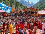 Pilgrims at Yamunotri Dham during the ongoing Char Dham Yatra in Uttarakhand.
