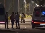 Security personnel cordon off Sector 43 ISBT area after the recovery of alleged 'tiffin box bomb, in Chandigarh.(PTI)