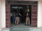 Police at the Kanpur RTO on Monday (Sourced)