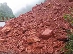 The landslide occurred at Barabanka Ghat on National Highway-520 under Rugudi police station limits after soil and debris slid down a hill. (HT Photo)