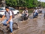 Waterlogging was also reported around Sector 29, Club Palms and the main road near DLF Super Mart. (PTI)