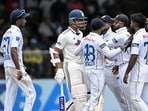 Yashasvi Jaiswal (2L) confronts Sri Lanka's Asitha Fernando (3R) after his dismissal in Colombo Test. (AFP) Yashasvi Jaiswal (2L) confronts Sri Lanka's Asitha Fernando (3R) after his dismissal in Colombo Test. (AFP)