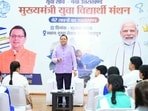 Uttarakhand Chief Minister Pushkar Singh Dhami during an interaction with students under the ‘Mere Sapno Ka Uttarakhand’ campaign.