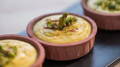 The almond phirni gets its name from the use of almond milk. (sanjeevkapoor.com) The almond phirni gets its name from the use of almond milk. (sanjeevkapoor.com)