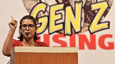 Neha Bora during the ‘Dil Se Bol: Mumbai With GenZ’ event at Y.B. Chavan Auditorium in Mumbai on Monday (Anshuman Poyrekar/HT Photo) Neha Bora during the ‘Dil Se Bol: Mumbai With GenZ’ event at Y.B. Chavan Auditorium in Mumbai on Monday (Anshuman Poyrekar/HT Photo)
