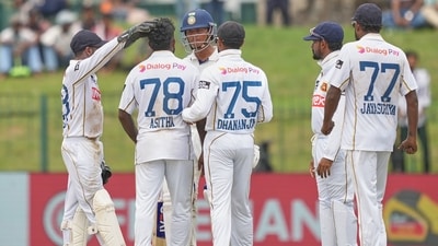 India's Yashasvi Jaiswal and Sri Lanka's Asitha Fernando exchange words during day one of the second cricket test match between Sri Lanka and India (AP Photo/Eranga Jayawardena) India's Yashasvi Jaiswal and Sri Lanka's Asitha Fernando exchange words during day one of the second cricket test match between Sri Lanka and India (AP Photo/Eranga Jayawardena)