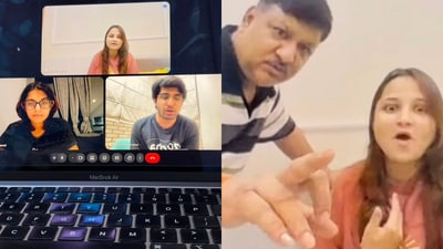 Father’s surprise work call appearance goes viral. (Instagram/@lifeatzorcha) Father’s surprise work call appearance goes viral. (Instagram/@lifeatzorcha)