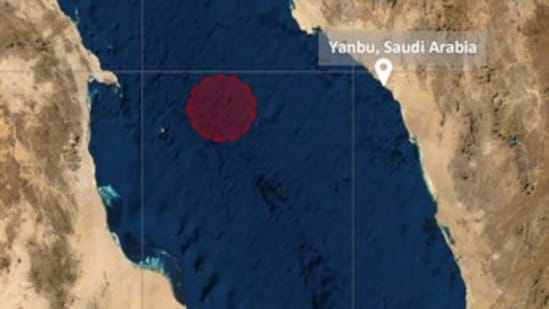 The incident was reported around 63 nautical miles west of Yanbu.
