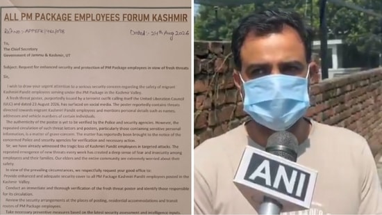 Kashmiri Pandit employees seek protection after alleged threat poster surfaces.