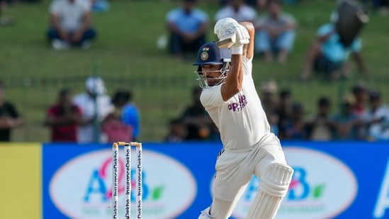 IND vs SL LIVE SCORE: India's Dhruv Jurel plays a shot on day one of the second test cricket match between India and Sri Lanka, in Colombo