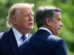 Donald Trump and John Ratcliffe, Director of the Central Intelligence Agency (CIA), speak as they depart after a Cabinet meeting at Camp David in Thurmont, Maryland on July 31.(REUTERS)