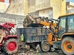 MC officials said that so far over 350 metric tonne (MT) of garbage was collected with the help of tipper trucks, JCBs, loaders, and tractor-trolleys. On an average 232 MT of garbage is produced in the city per day. (HT)
