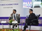 Panellists at the 18th BRICS Academic Forum at Malviya Auditorium, University of Lucknow, in Lucknow, on Tuesday (Deepak Gupta/HT)