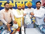 Punjab chief minister Bhagwant Mann during the inauguration of ‘Pendu Khed Maidan’ in Patiala on Monday. (HT)